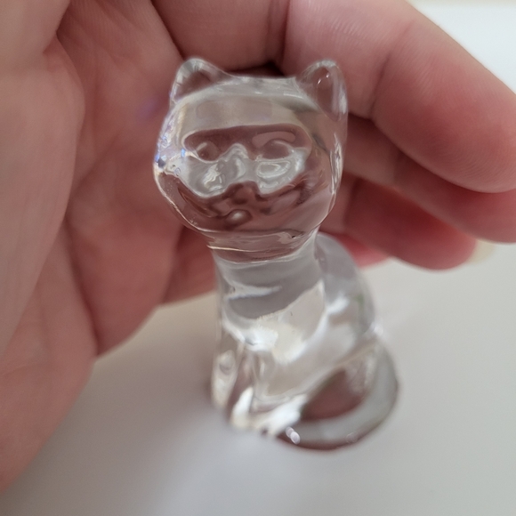 Clear Solid Molded Glass Kitty Cat Figurine - Picture 1 of 13